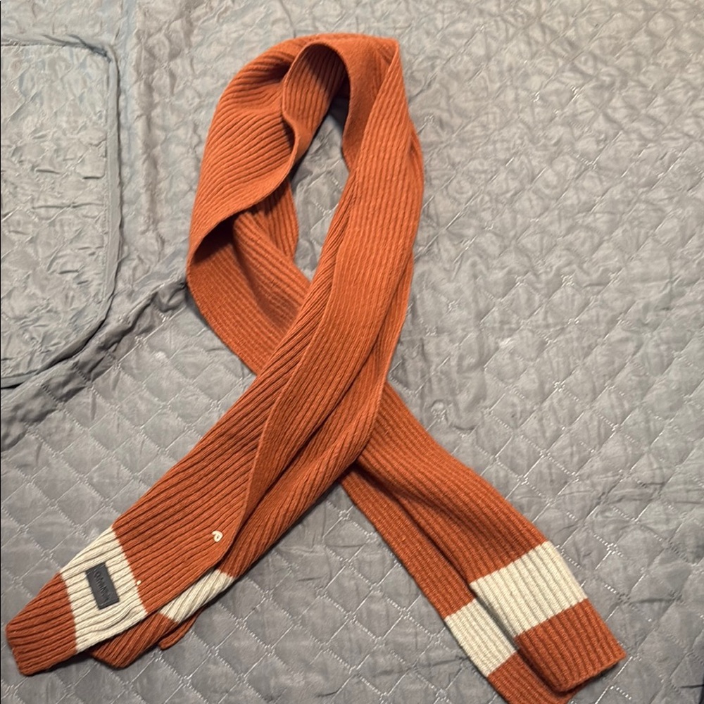 Calvin Klein Orange and Cream Scarf with Textured Design